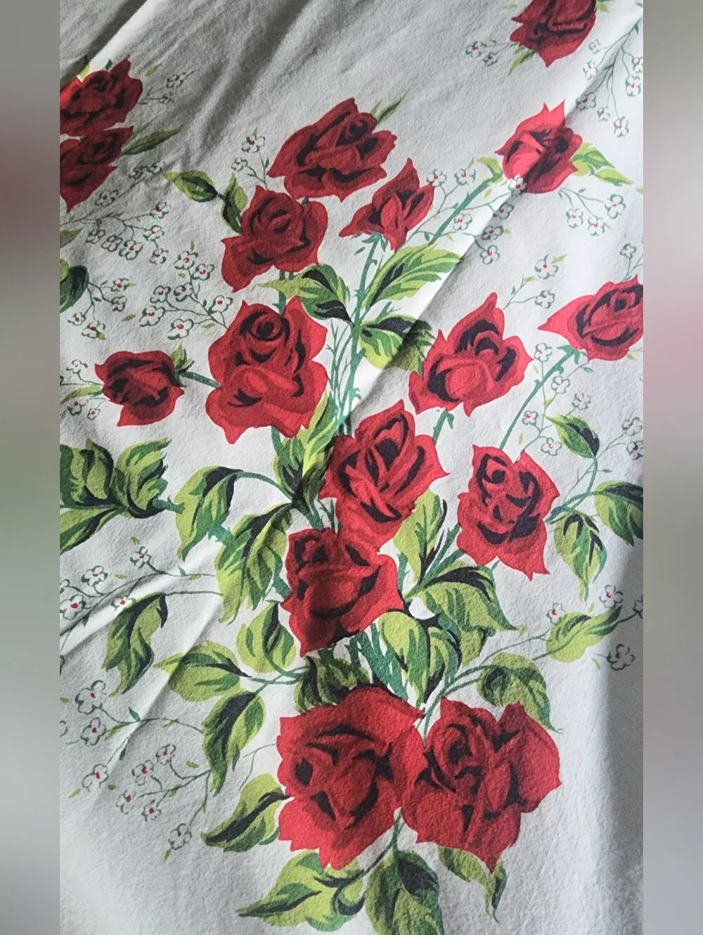 Vntg Cotton Tablecloth 45 X 52